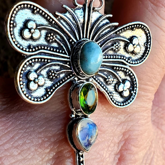 New Dragonfly Multi Gemstone 925 Silver Ring. - Picture 15 of 16